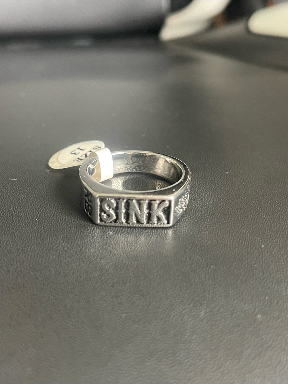 SINK Engraved Silver-Tone Men's Statement Ring
